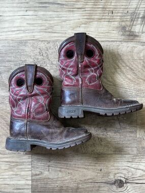 Rocky Leather Original Ride FLX Western Cowboy Boots Red/Brown Kids Size 8M